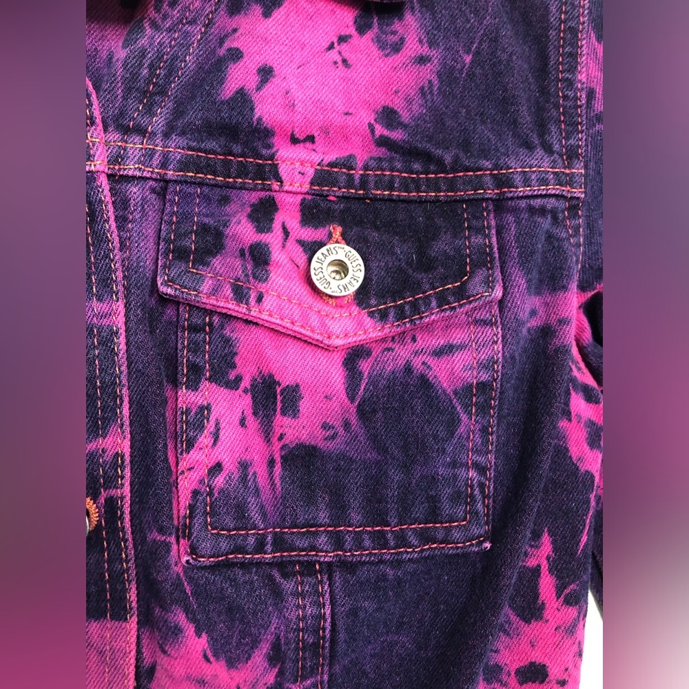 Guess USA Purple Acid Wash  Denim Jacket Vintage Size Small Late 80s Early 90s - Picture 11 of 12